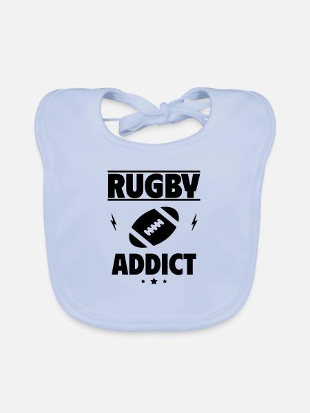 Rugby addict - Organic Baby Bibs - sky blue - Front