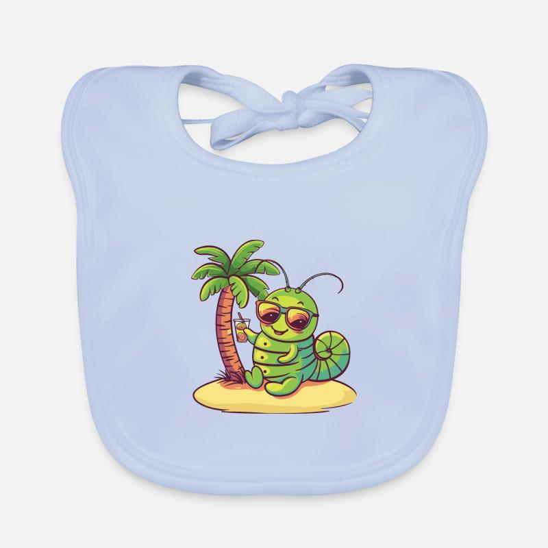 Worm Summer Beach Vacation Organic Baby Bibs