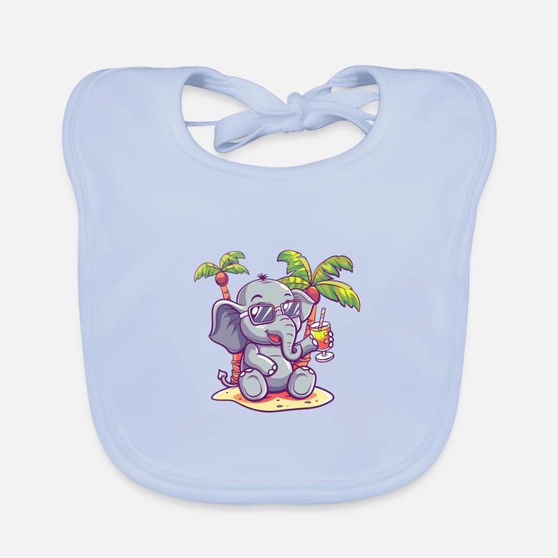 Bande dessinée Elephant Summer Beach Bavoir bio Bébé