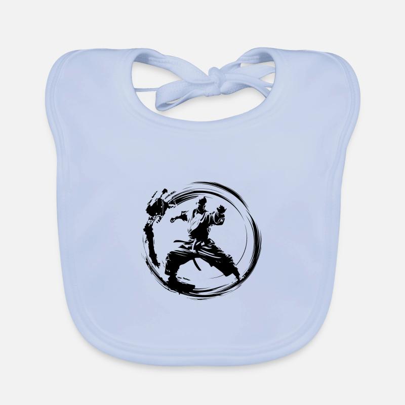 Karate Silhouette Fighter Baby Bio-Lätzchen