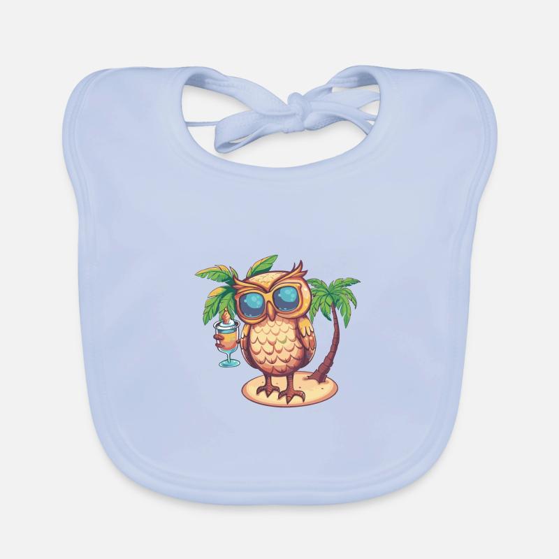 Eule Sommer Strand Comic Baby Bio-Lätzchen