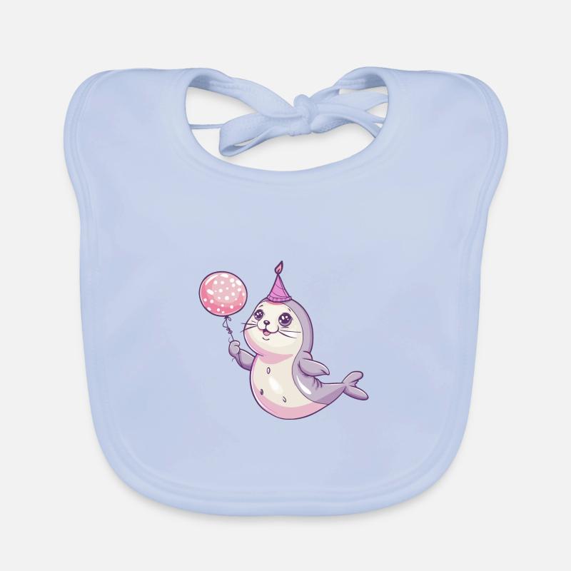 Robbe Tier Geburtstag Comic Baby Bio-Lätzchen