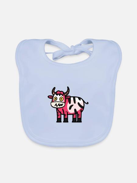 Vache Halloween Animal - Bavoir bio Bébé - bleu ciel - Devant