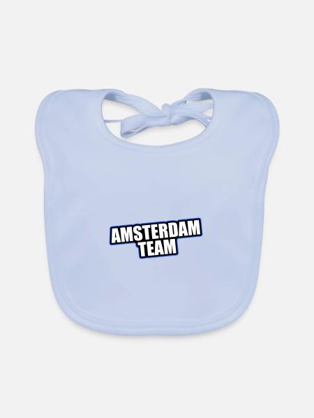 Vacances de voyage d’équipe à Amsterdam - Bavoir bio Bébé - bleu ciel - Devant