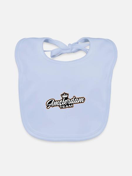 Amsterdam Team - Organic Baby Bibs - sky blue - Front
