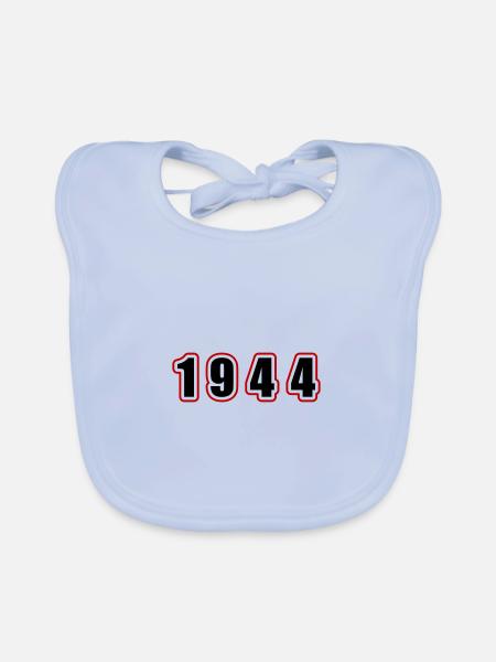 Anniversaire de l’année 1944 - Bavoir bio Bébé - bleu ciel - Devant