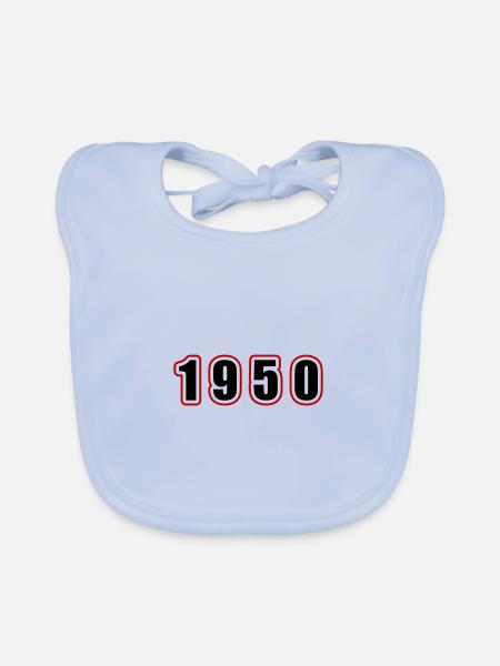 Anniversaire de l’année 1950 - Bavoir bio Bébé - bleu ciel - Devant
