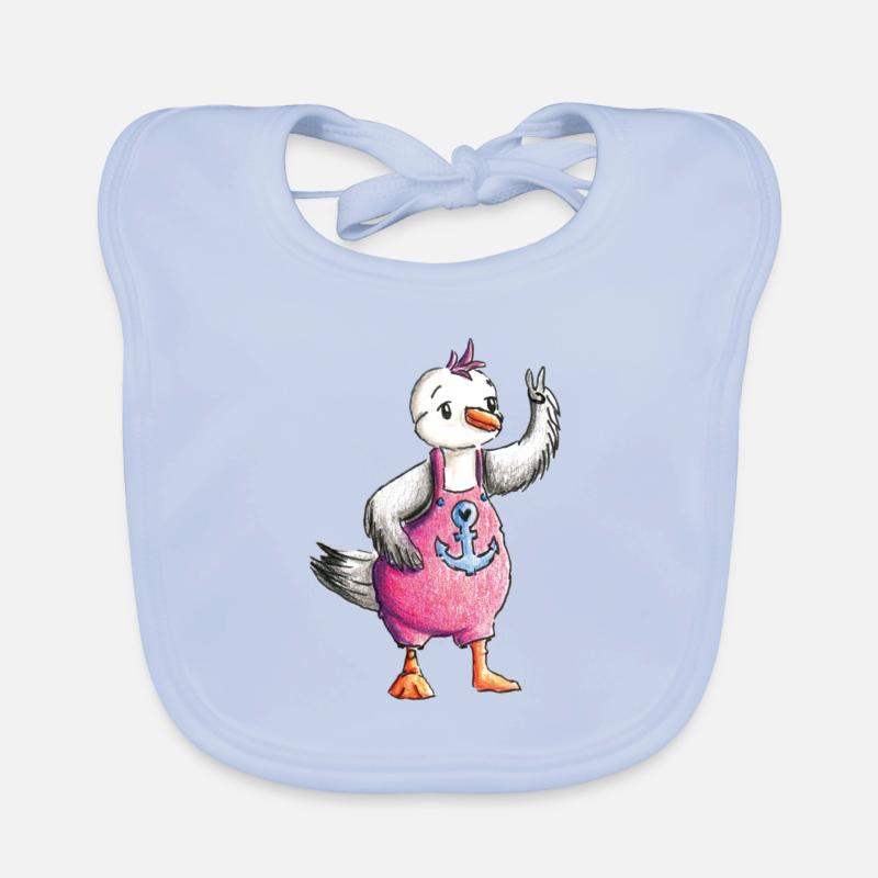 Möwe Peace - Baby Bio-Lätzchen - sky Blue