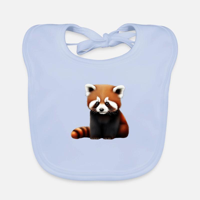 Drôle de panda roux - Bavoir bio Bébé - bleu ciel