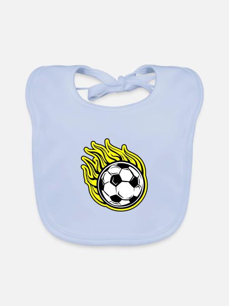 Fussball Flamme Feuer - Baby Bio-Lätzchen - sky Blue - Vorne