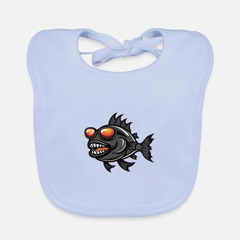 Piranha Poisson Bande dessinée cool Bavoir bio Bébé