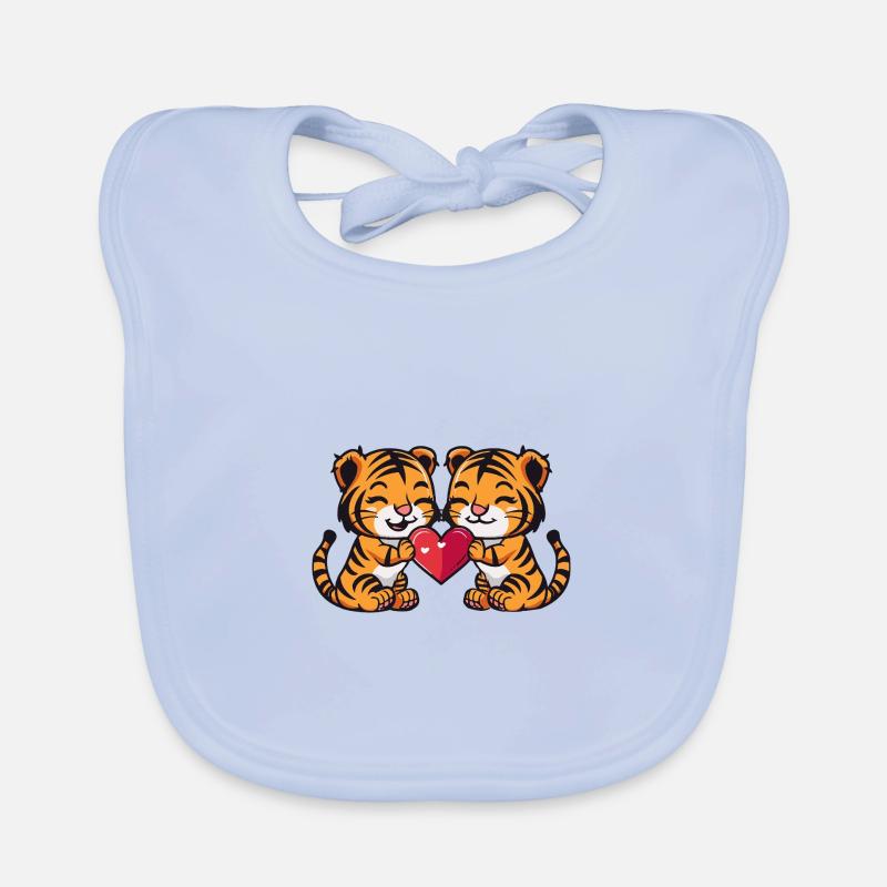 Tiger Couple Heart Organic Baby Bibs
