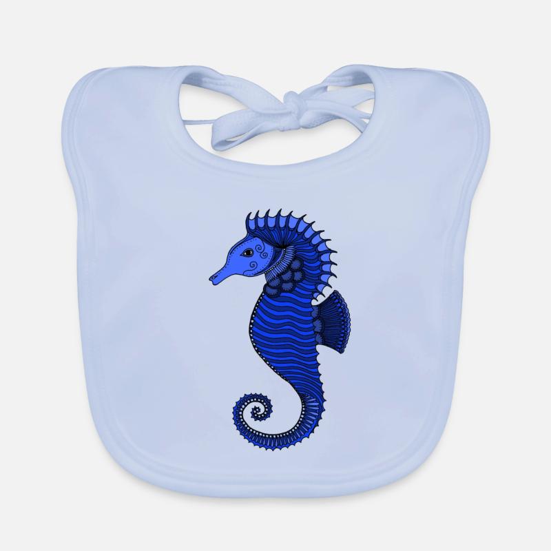 Hippocampe bleu Bavoir bio Bébé