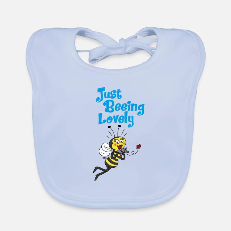 Abeille - Bavoir bio Bébé - bleu ciel