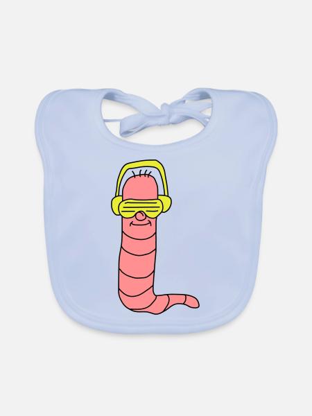 Cool Party Worm DJ - Bavoir bio Bébé - bleu ciel - Devant