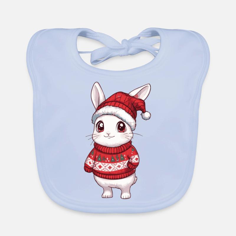 Bunny Christmas Comic Organic Baby Bibs