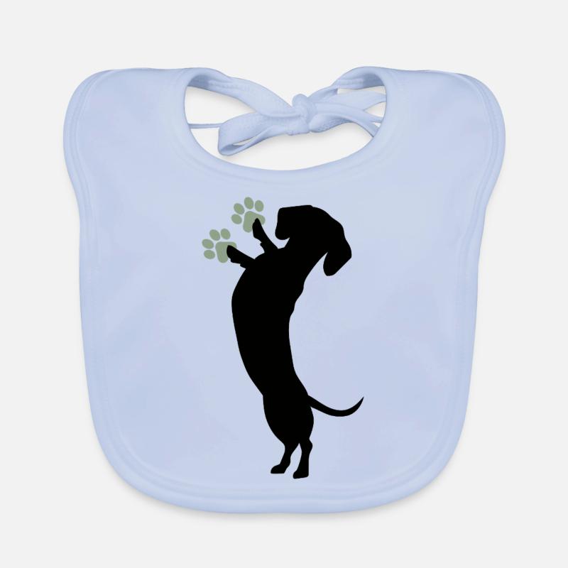 Bezaubernder Dackel Silhouette Design - Baby Bio-Lätzchen - sky Blue