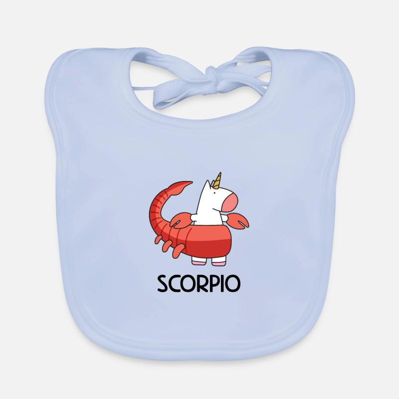 Signe du zodiaque Scorpion Scorpion constellation licorne - Bavoir bio Bébé - bleu ciel