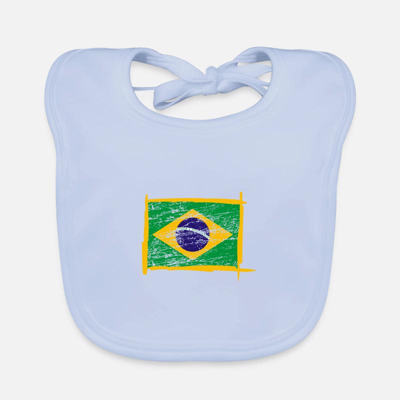 Brésil drapeau du Brésil - Bavoir bio Bébé - bleu ciel