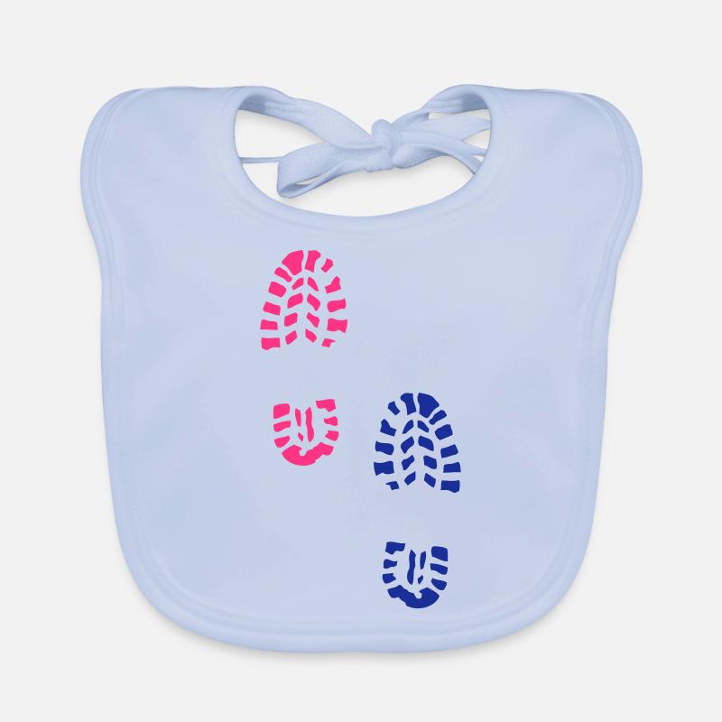 trace pas chaussure 232 - Bavoir bio Bébé - bleu ciel