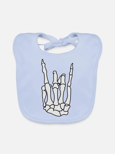 skull_hand_02 - Baby Bio-Lätzchen - sky Blue - Vorne