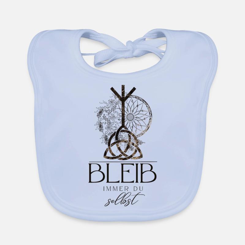 HIPPIE Mandala avec CELTIC KNOT Triquetta - Bavoir bio Bébé - bleu ciel