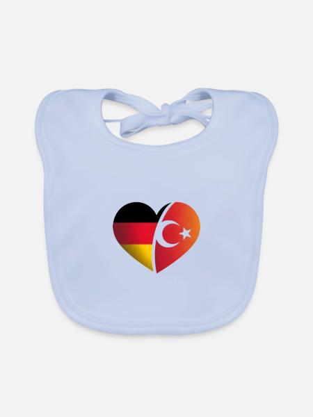 Türkei Deutschland Flaggen Geschenk - Baby Bio-Lätzchen - sky Blue
