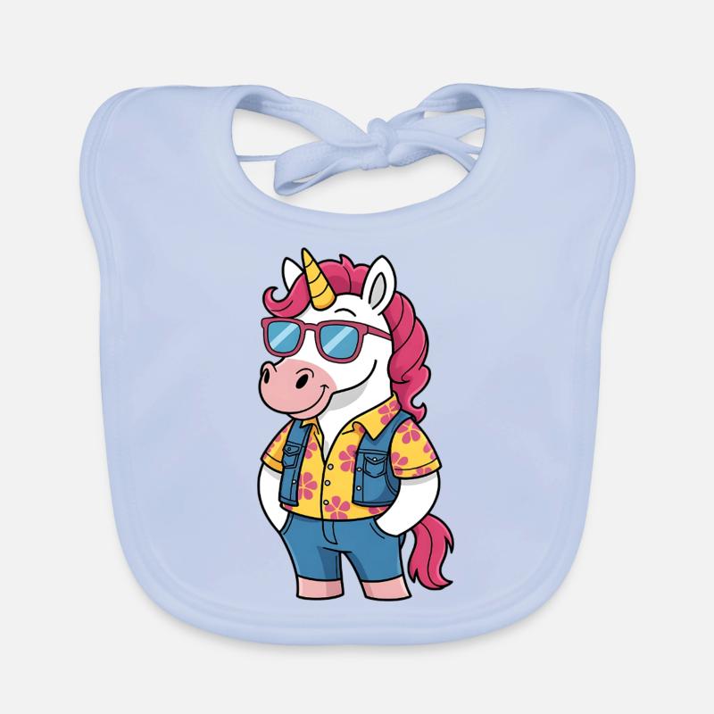 Lustiges Sommer-Einhorn Baby Bio-Lätzchen