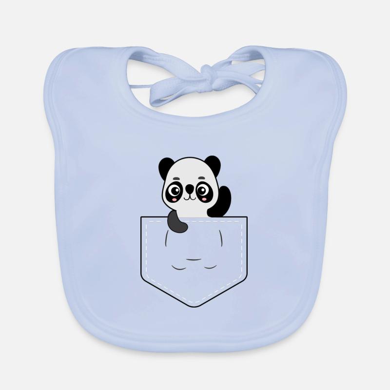 Putzi der Panda im Taschenformat - Baby Bio-Lätzchen - sky Blue
