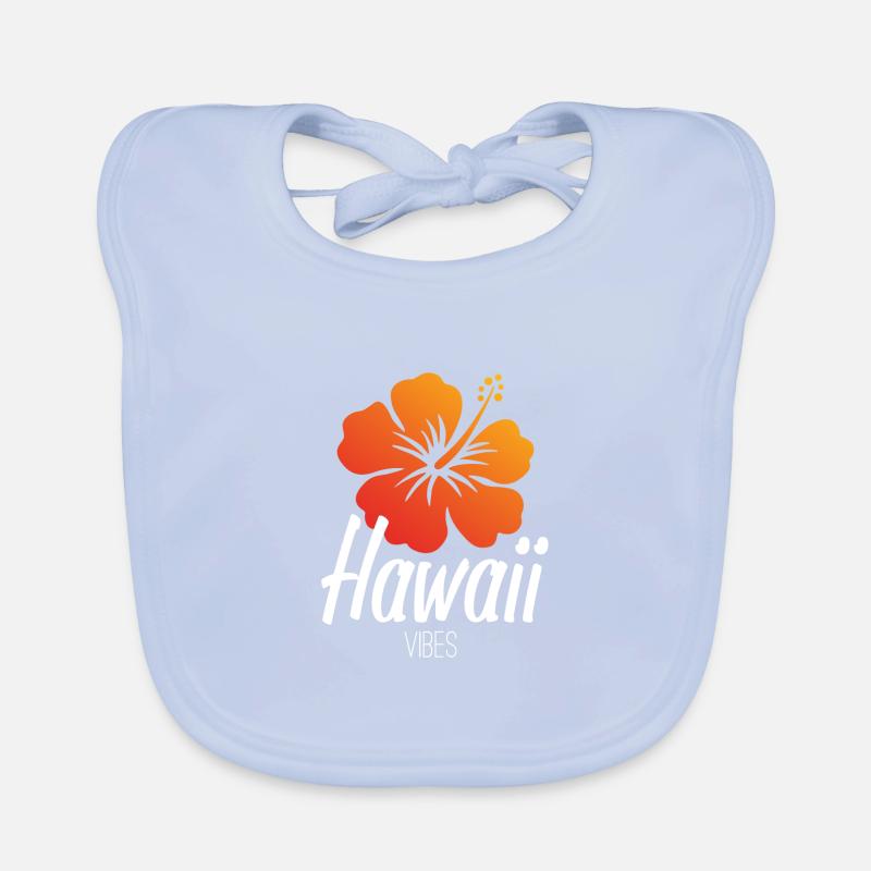 Hawaii vibes - Bavoir bio Bébé - bleu ciel