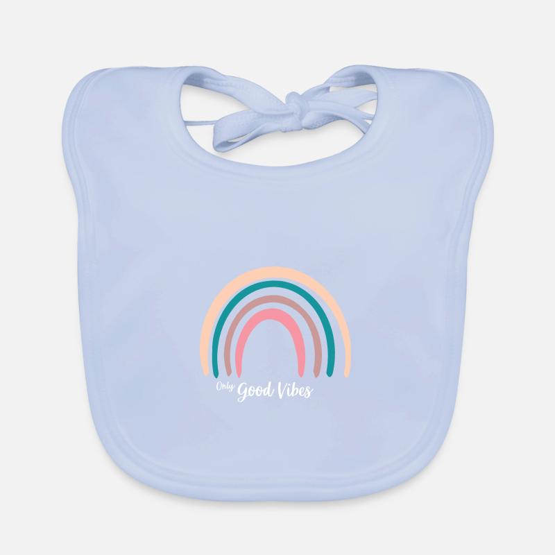 Only Good Vibes. Rainbow Gift Boho T-Shirt Organic Baby Bibs