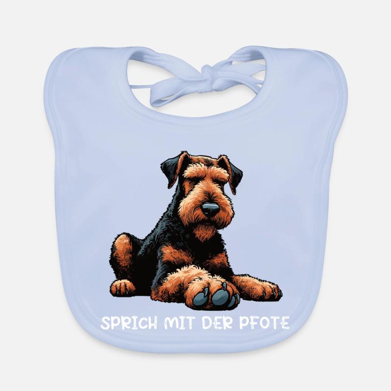 Sprich mit der Pfote Airedale Terrier Airedales  - Baby Bio-Lätzchen - sky Blue