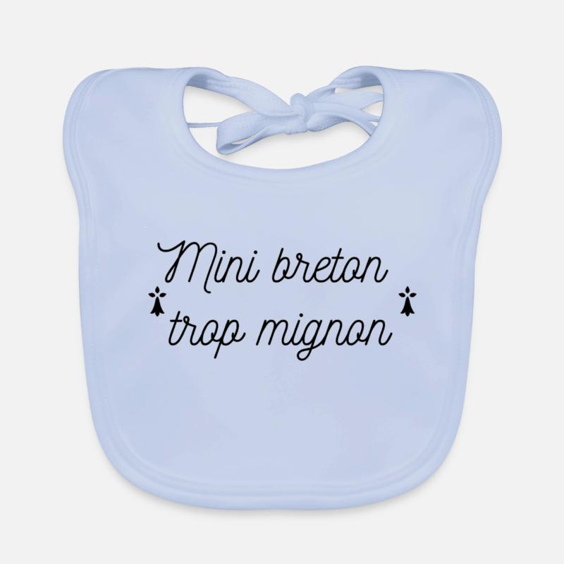 Breton trop mignon Logo - Bavoir bio Bébé - bleu ciel