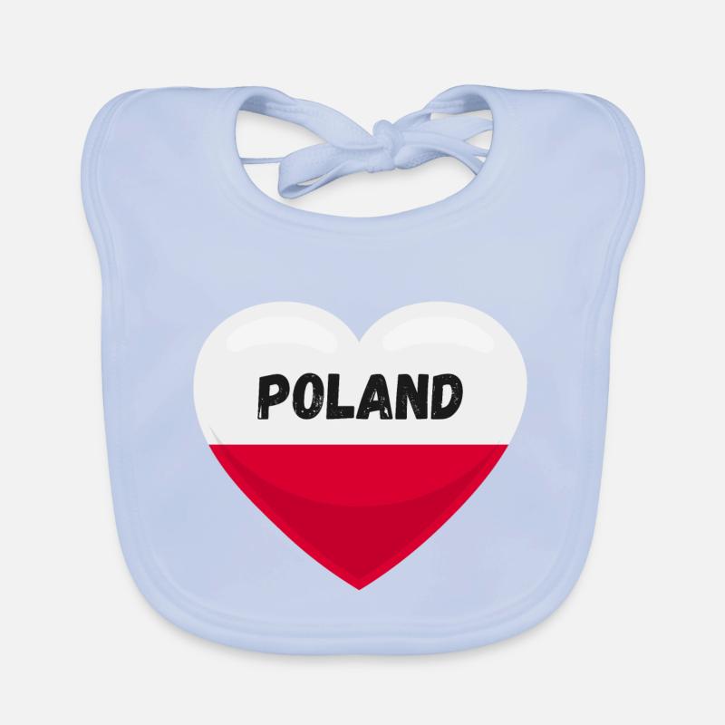 Pologne Drapeau en forme de cœur Bavoir bio Bébé