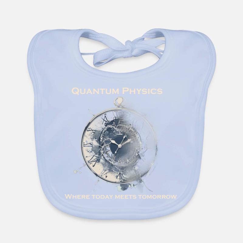 Uhr Unschärfetrelation, Quantenphysik - Baby Bio-Lätzchen - sky Blue