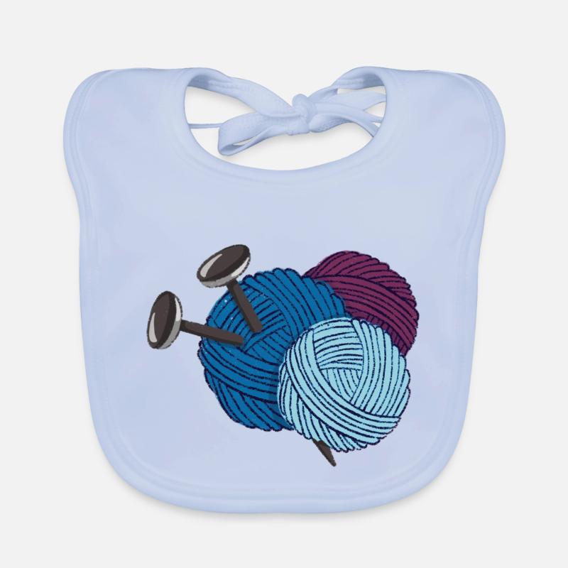 Wool with knitting needles Organic Baby Bibs