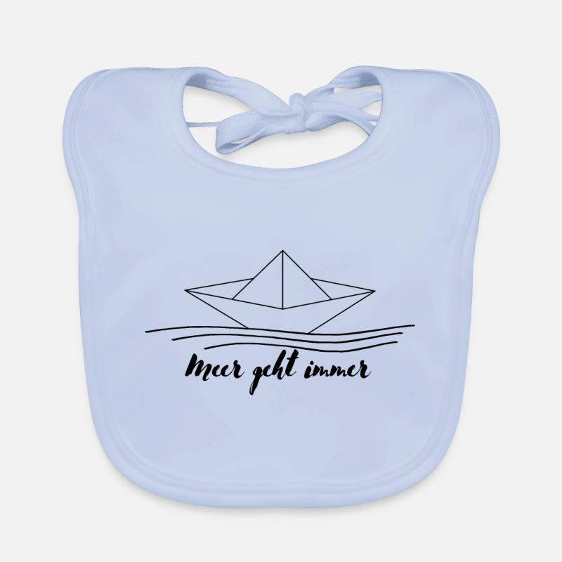 Papier Boot Origami mit Spruch und Meer Baby Bio-Lätzchen