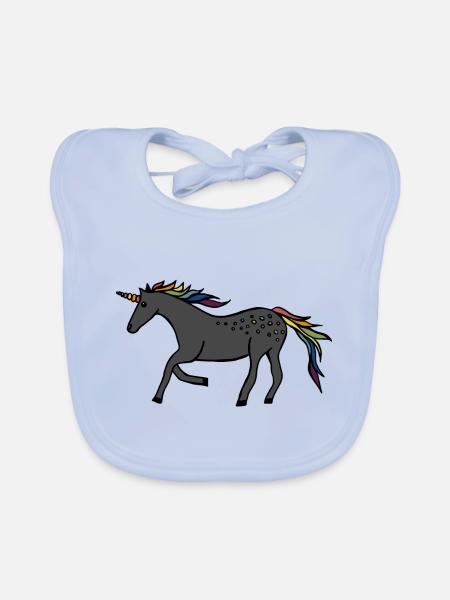 Licorne rapide - Bavoir bio Bébé - bleu ciel - Devant