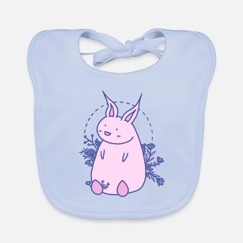Süßer Blumen Hase Ostern - Baby Bio-Lätzchen - sky Blue