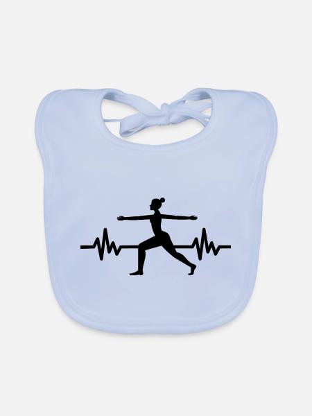 Heartbeat Gymnastics - Meditation Gymnastics Yoga - Organic Baby Bibs - sky blue - Front