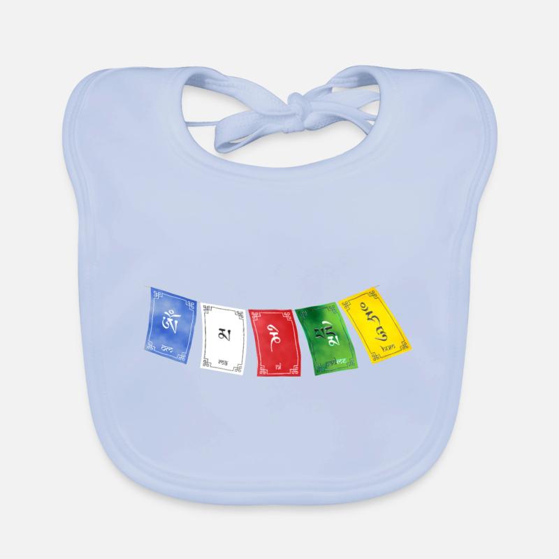 OM MA NI PADME HUM - Drapeaux de prière 2 Bavoir bio Bébé