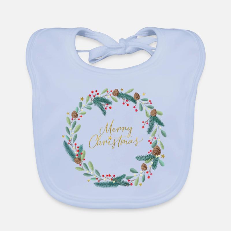 Couronne de Noël, Couronne de Noël, Joyeux Noël Bavoir bio Bébé