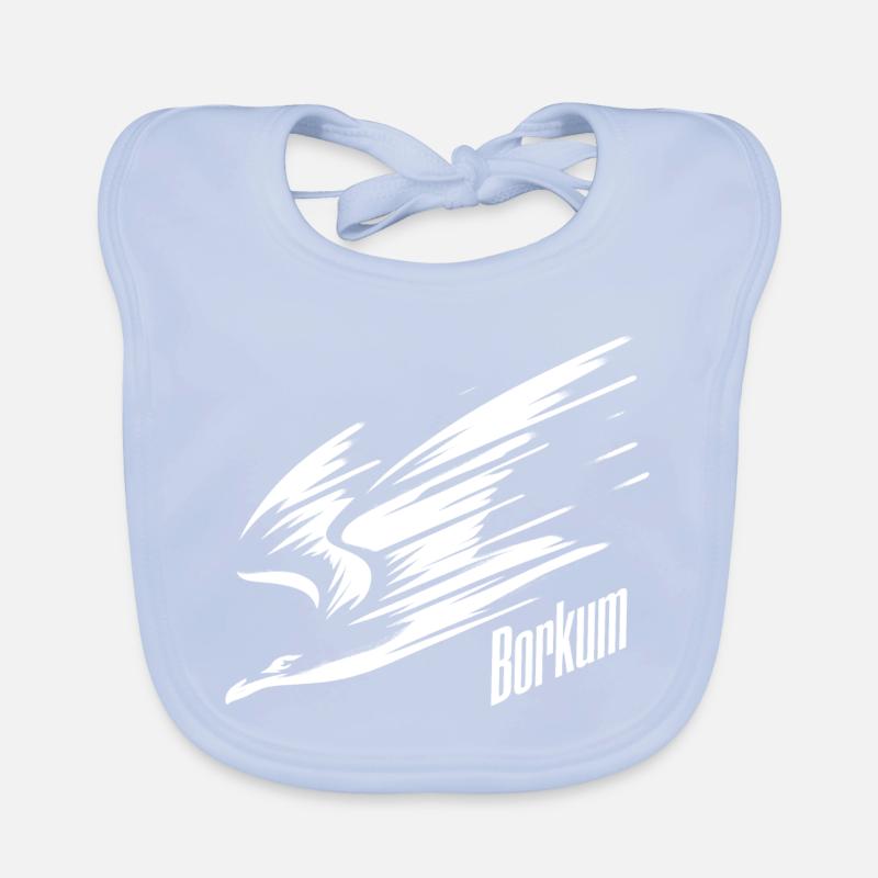 Borkum Sturzflug Tiefflieger Möwe Urlaub T-Shirt Baby Bio-Lätzchen