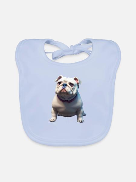 Old English Bulldog - Organic Baby Bibs - sky blue - Front
