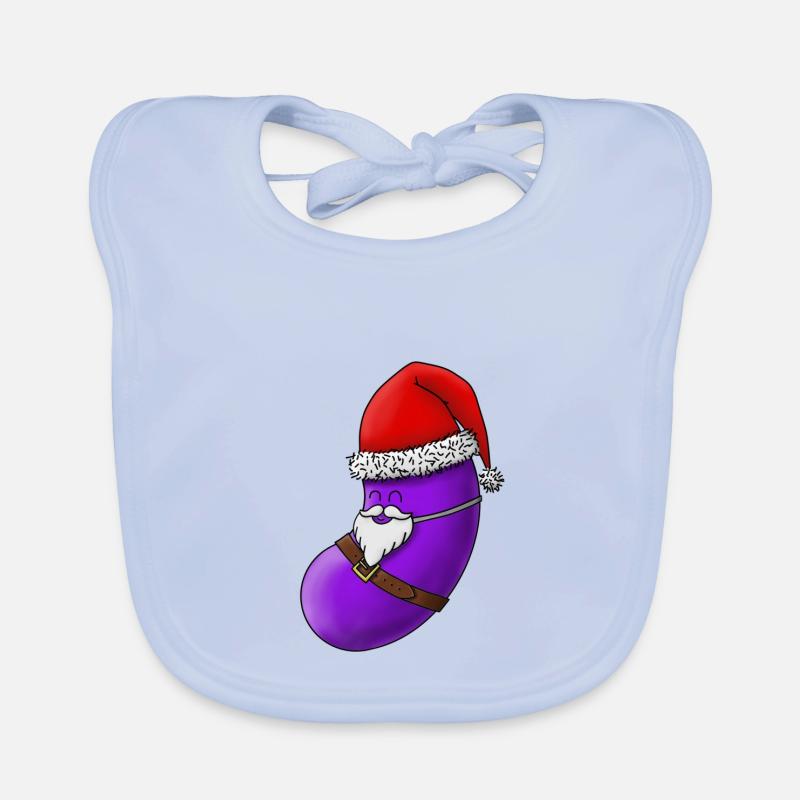 Purple SantaBean with Face - Bavoir bio Bébé - bleu ciel