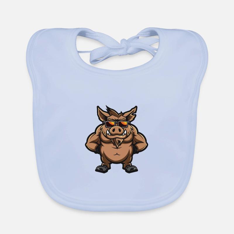 Sanglier Cochon Bande Dessinée Cool Bavoir bio Bébé
