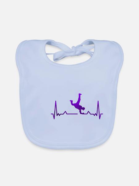 Rythme cardiaque de breakdance - Bavoir bio Bébé - bleu ciel - Devant