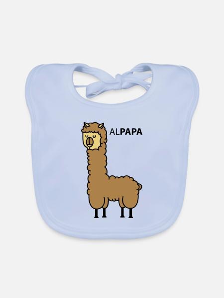 Alpaga comme papa - Bavoir bio Bébé - bleu ciel - Devant