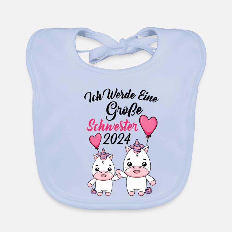 Große Schwester 2024 - Baby Bio-Lätzchen - sky Blue