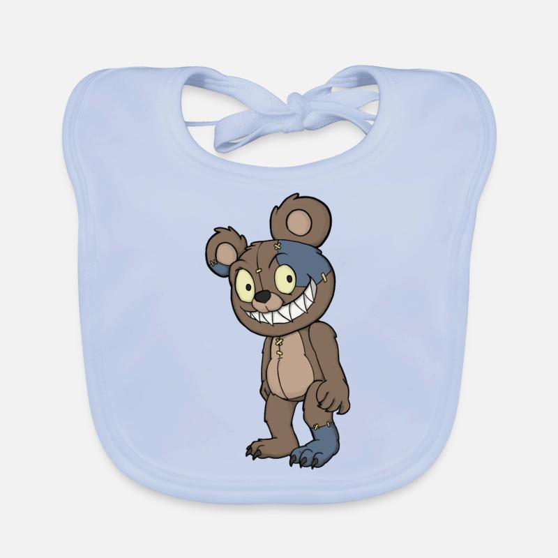 Ours en peluche effrayant - Bavoir bio Bébé - bleu ciel